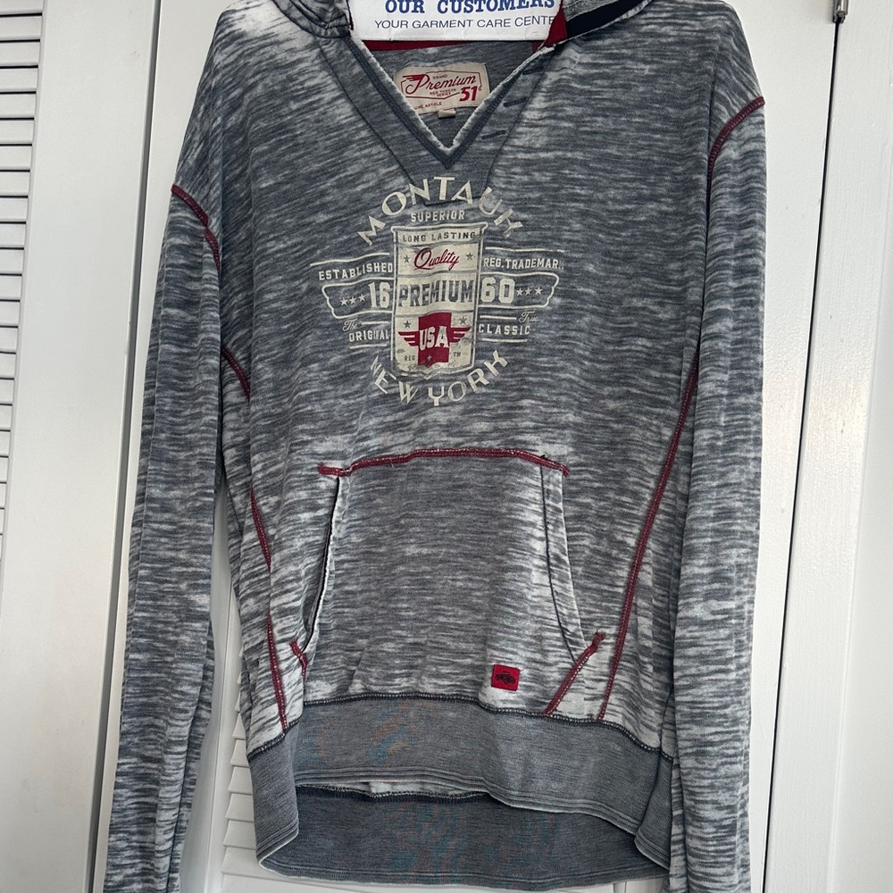 Premium Gray Hoodie with Red Accents